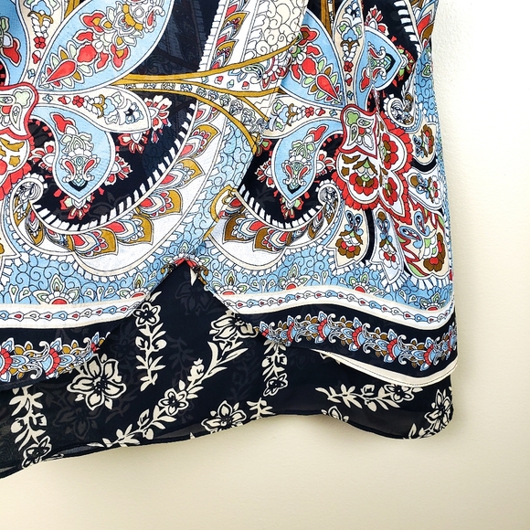 BILLA OF CA Boho Paisley Floral Silky Blouse,M - Picture 5 of 9